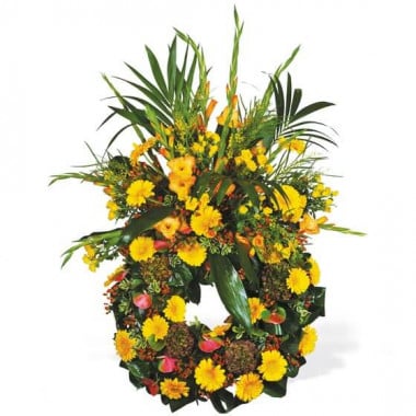 L'Agitateur Floral | image de la couronne de deuil de fleurs jaunes du nom de Lumière