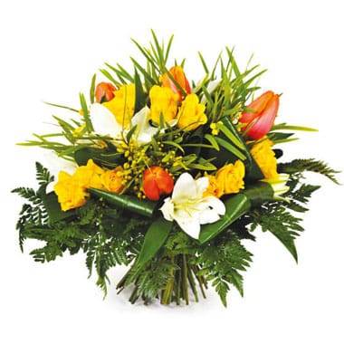 L'Agitateur Floral | Image du bouquet de fleurs tons jaune et orange Fleurs d'orangé