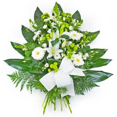 L'Agitateur Floral | image de la gerbe de fleurs de deuil dans les tons blancs