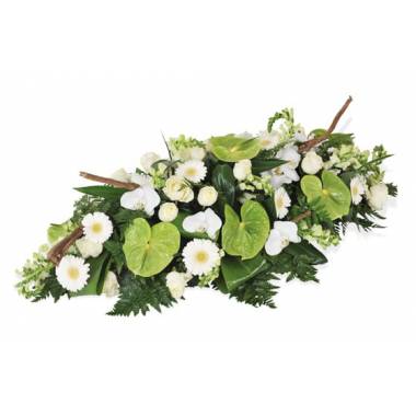 L'Agitateur Floral | image de la raquette de deuil vertes & blanche du nom de Commémoration