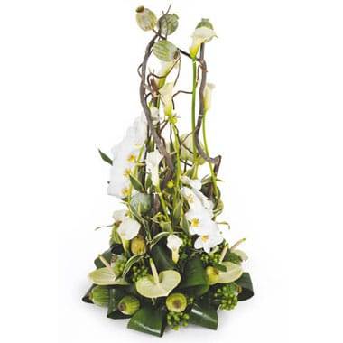 Image de fleur Composition blanche pour un enterrement L'Instant