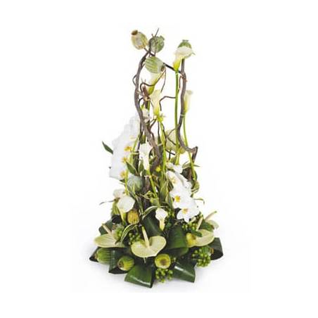 L'Agitateur Floral | image de la composition de fleurs blanche pour un enterrement du nom de l'instant