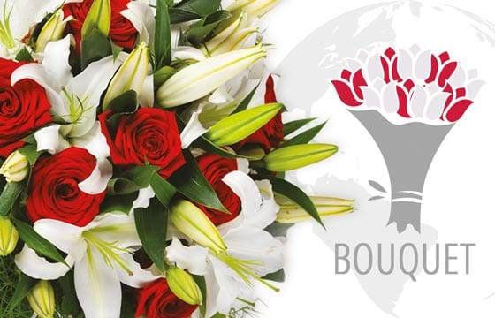 L'Agitateur Floral | image du bouquet à faire livrer à l'international dans les tons rouges & blancs