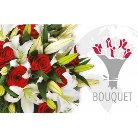 L'Agitateur Floral | image du bouquet à faire livrer à l'international dans les tons rouges & blancs