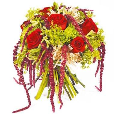 L'Agitateur Floral | image du bouquet de roses rouge et amarante Révélation