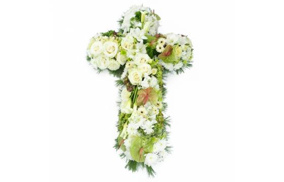 Croix de deuil de fleurs blanches Procris
