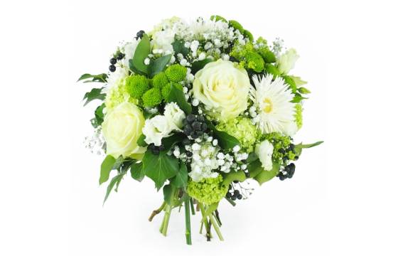 Bouquet rond blanc & vert Grenoble