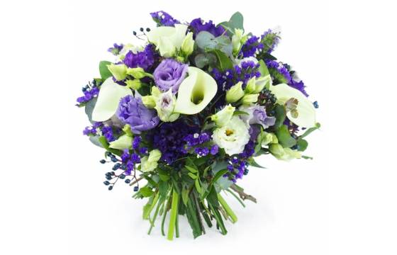 Bouquet rond blanc & violet Ostrava