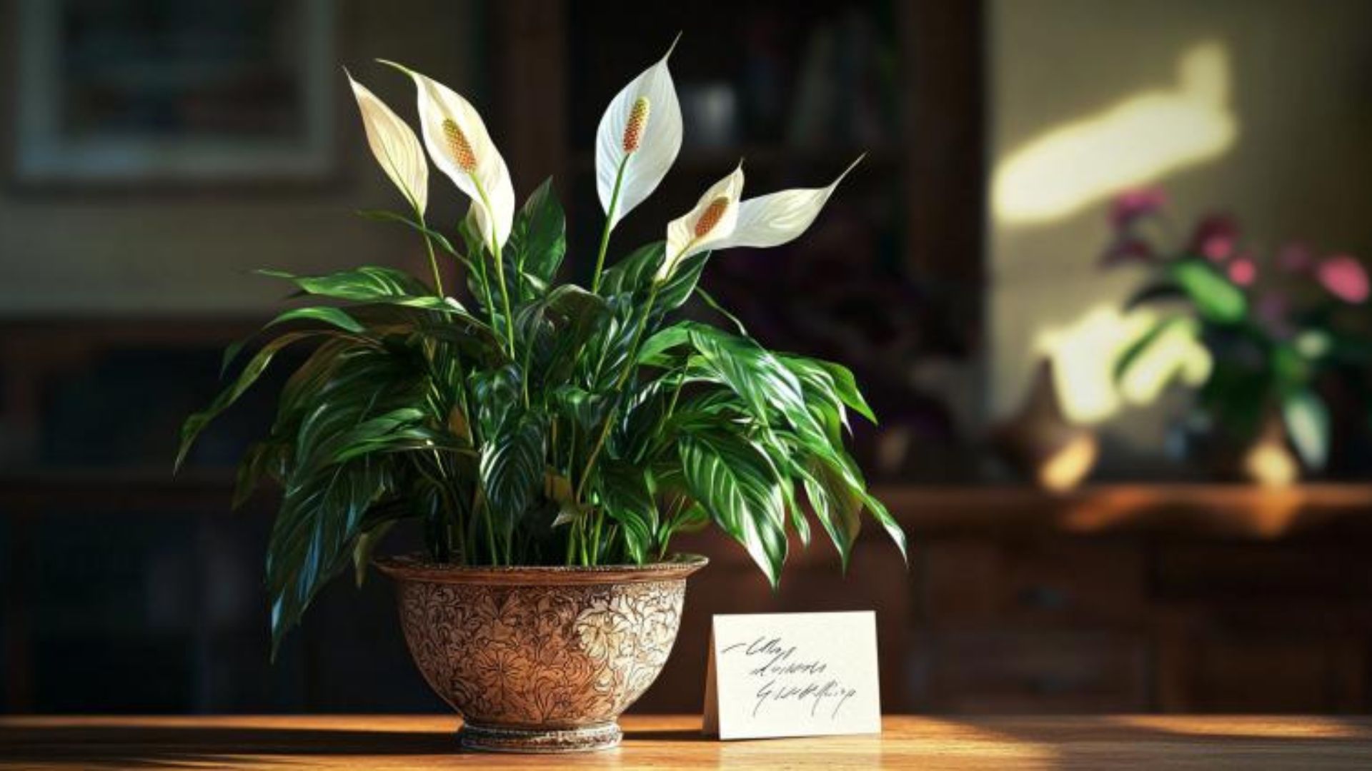 Plante verte fleurie en pot pour cérémonie d'enterrement