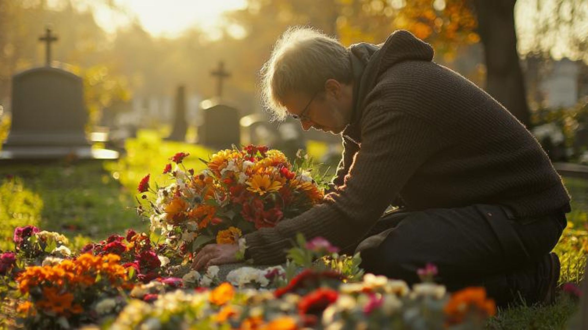 Livraison de fleurs au cimetière pour un enterrement