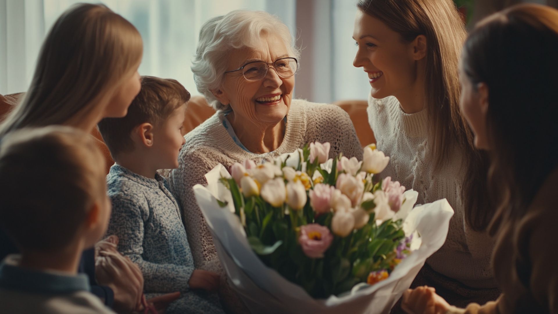 Célébration de la fête des grand-mères en famille