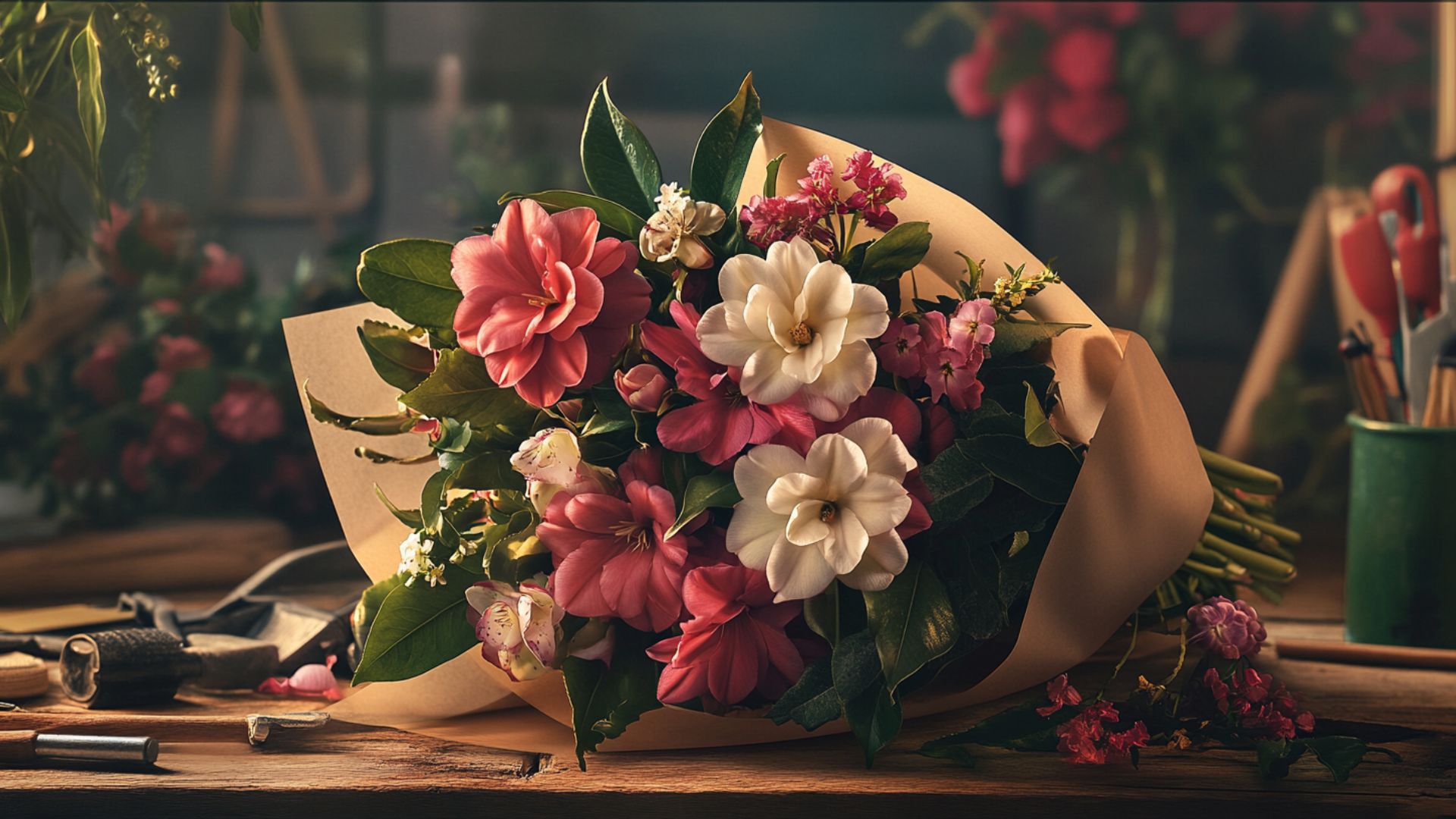 Bouquet de fleurs locales et de saison pour février