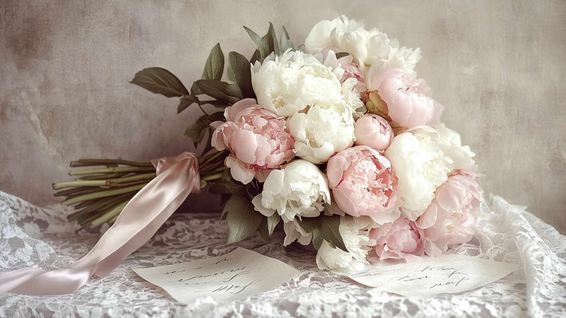 Bouquet raffiné pour une occasion spéciale avec des roses et pivoines