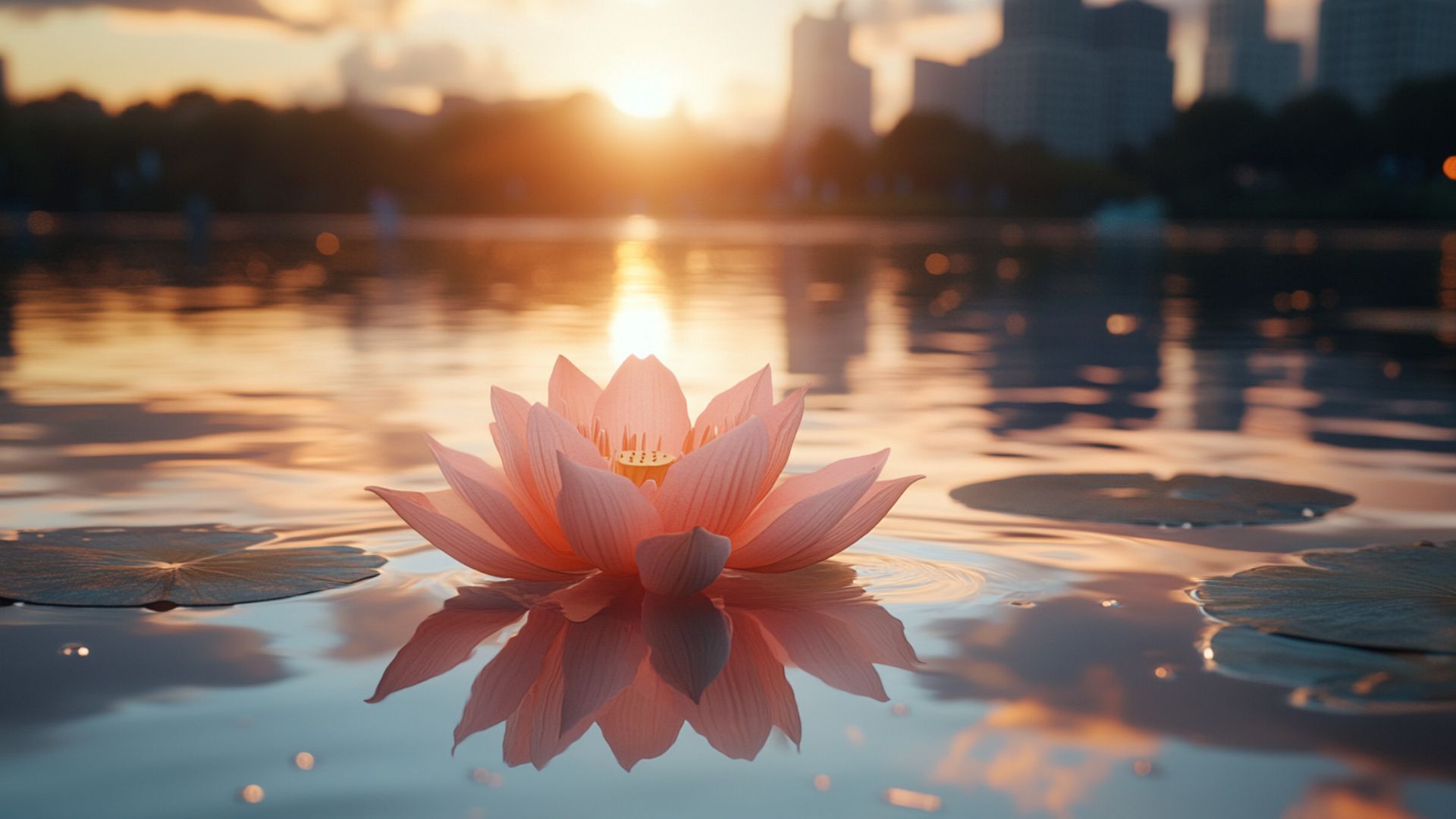 Lotus sacré flottant sur l'eau symbole d'amour spirituel