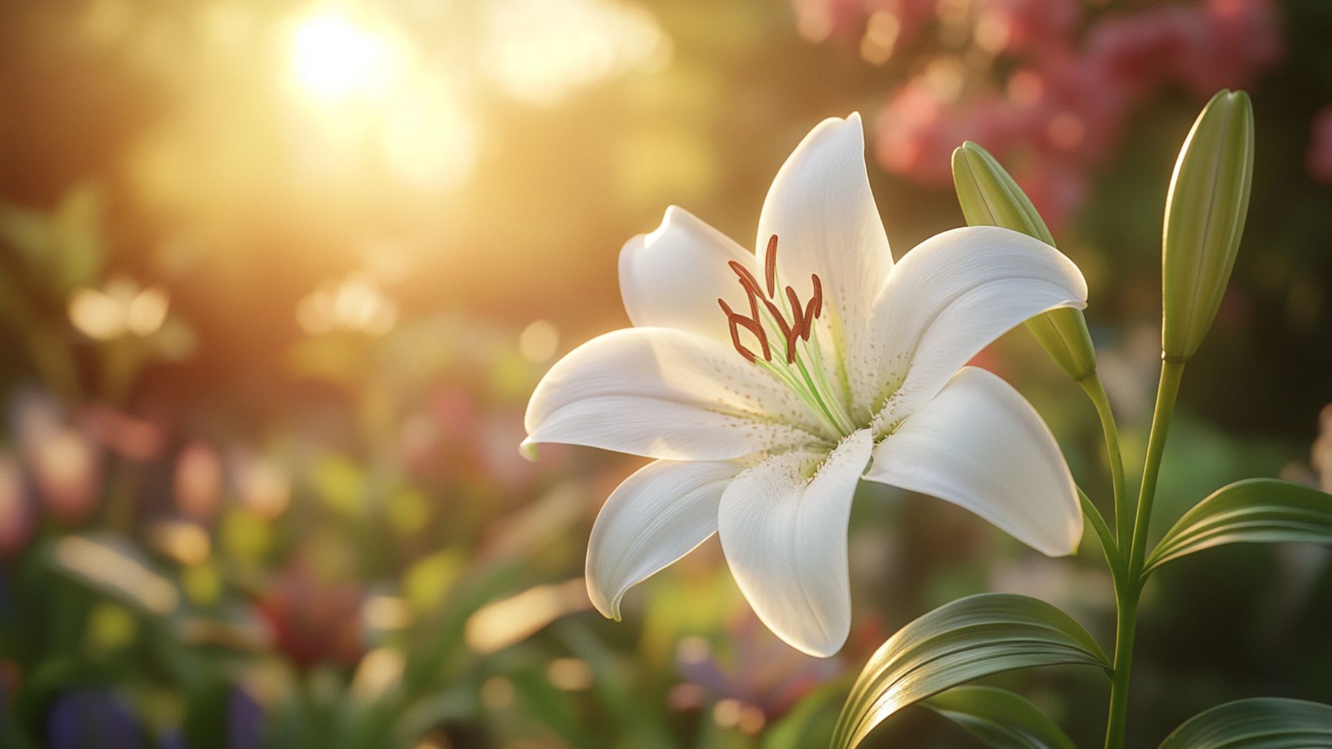 Lys blanc majestueux dans un décor romantique