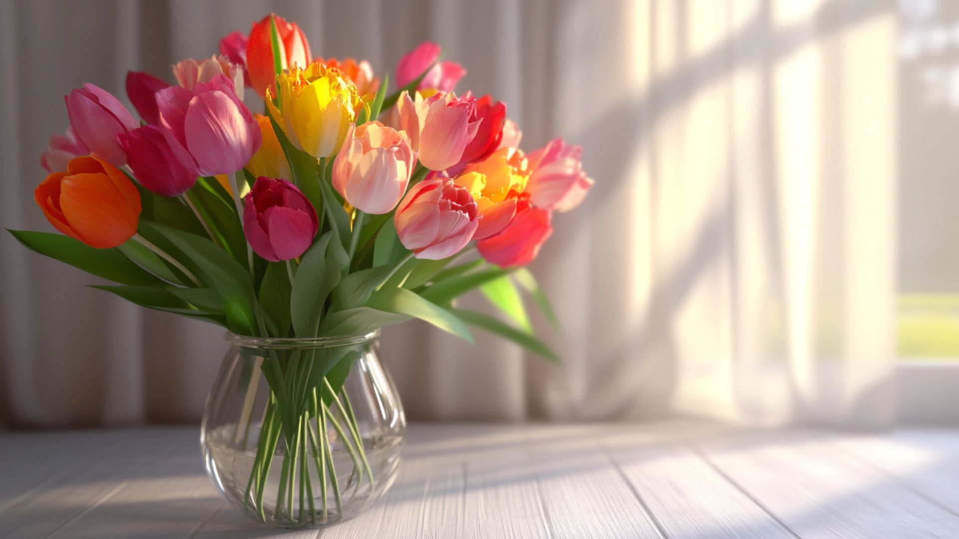 Bouquet de tulipes colorées pour la fête des grands-mères